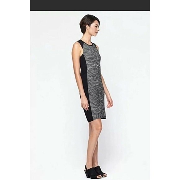 Eileen Fisher Color Block Neck Dress w/ Ponte & Tweedy Knitted Detail. Size XS - Picture 2 of 12